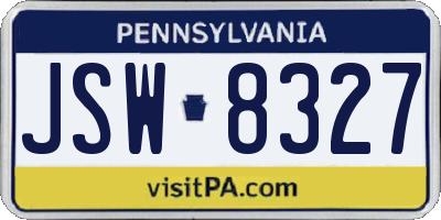 PA license plate JSW8327