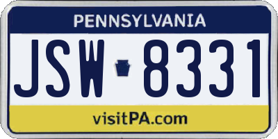PA license plate JSW8331