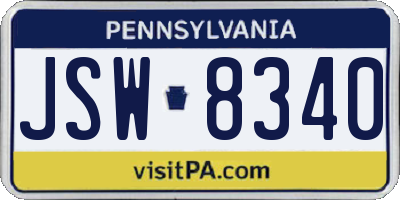 PA license plate JSW8340