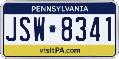 PA license plate JSW8341