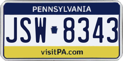 PA license plate JSW8343