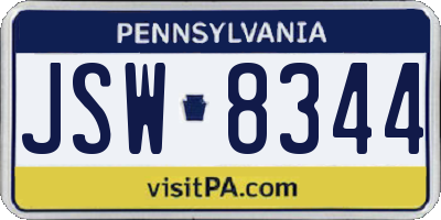 PA license plate JSW8344