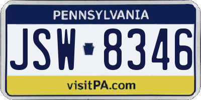 PA license plate JSW8346