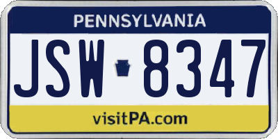 PA license plate JSW8347