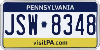 PA license plate JSW8348