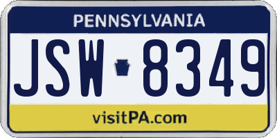 PA license plate JSW8349