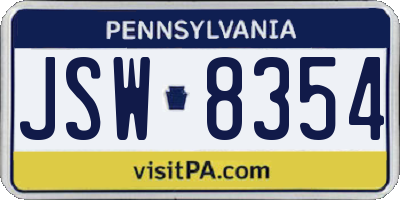 PA license plate JSW8354