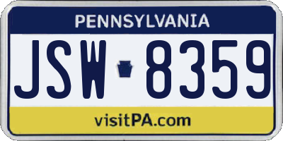 PA license plate JSW8359