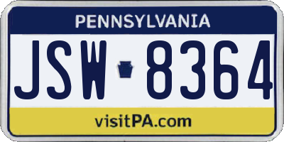 PA license plate JSW8364
