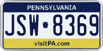 PA license plate JSW8369