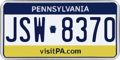 PA license plate JSW8370