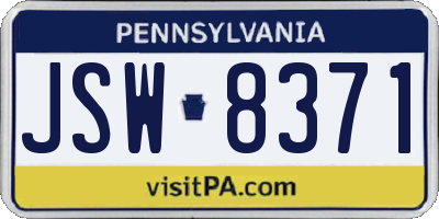 PA license plate JSW8371