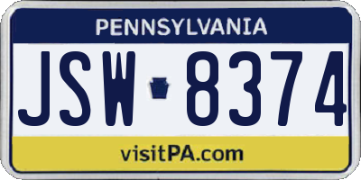 PA license plate JSW8374