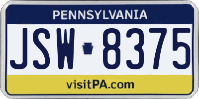PA license plate JSW8375