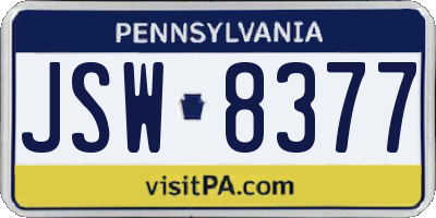 PA license plate JSW8377
