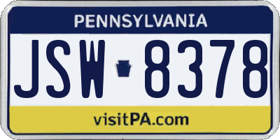 PA license plate JSW8378