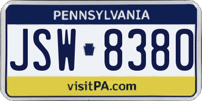 PA license plate JSW8380