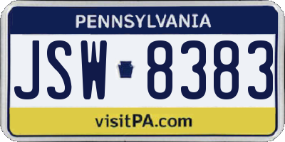 PA license plate JSW8383