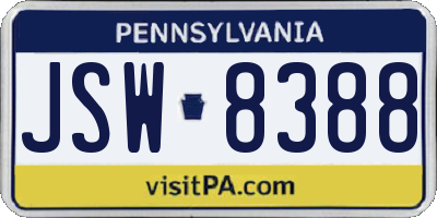 PA license plate JSW8388