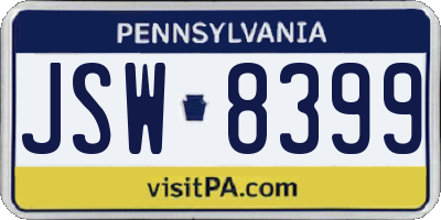 PA license plate JSW8399