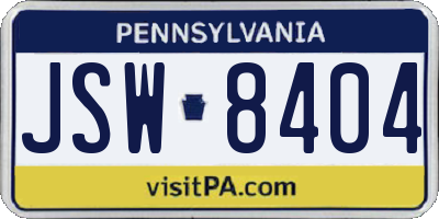 PA license plate JSW8404