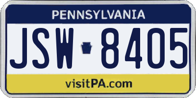 PA license plate JSW8405