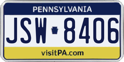 PA license plate JSW8406