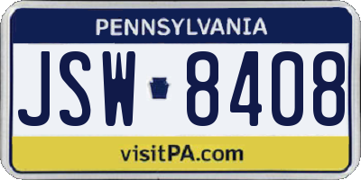 PA license plate JSW8408