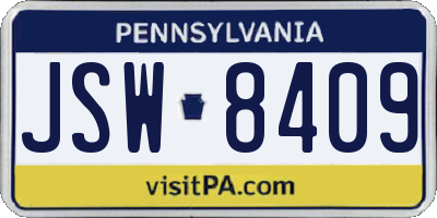 PA license plate JSW8409