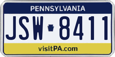 PA license plate JSW8411