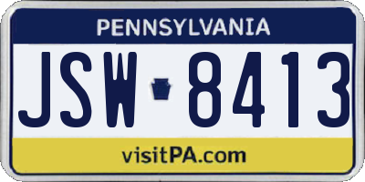 PA license plate JSW8413