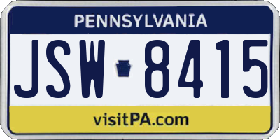 PA license plate JSW8415