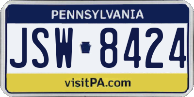 PA license plate JSW8424