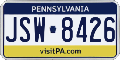PA license plate JSW8426