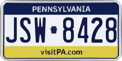 PA license plate JSW8428