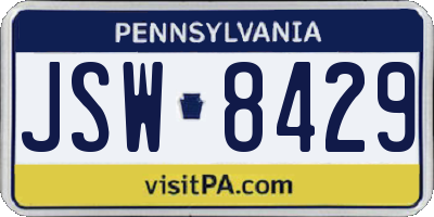PA license plate JSW8429