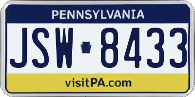 PA license plate JSW8433