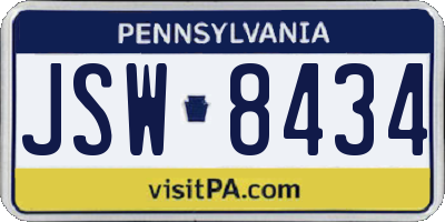 PA license plate JSW8434