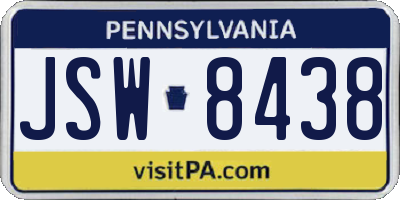 PA license plate JSW8438