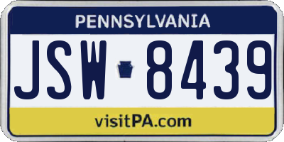 PA license plate JSW8439