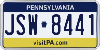 PA license plate JSW8441