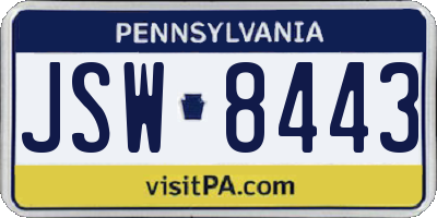 PA license plate JSW8443