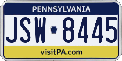 PA license plate JSW8445
