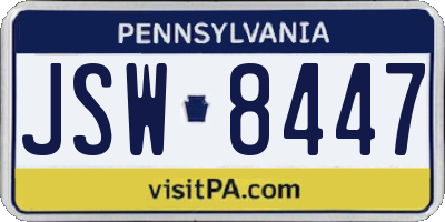 PA license plate JSW8447