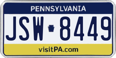 PA license plate JSW8449