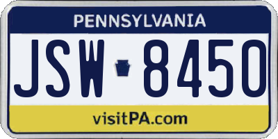 PA license plate JSW8450