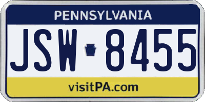 PA license plate JSW8455
