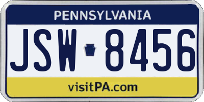 PA license plate JSW8456