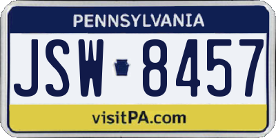 PA license plate JSW8457