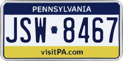 PA license plate JSW8467